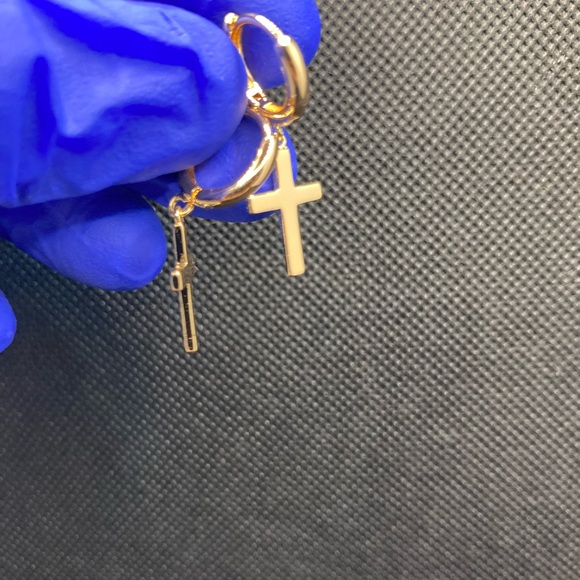 14K Gold Cross Earrings - Picture 10 of 12